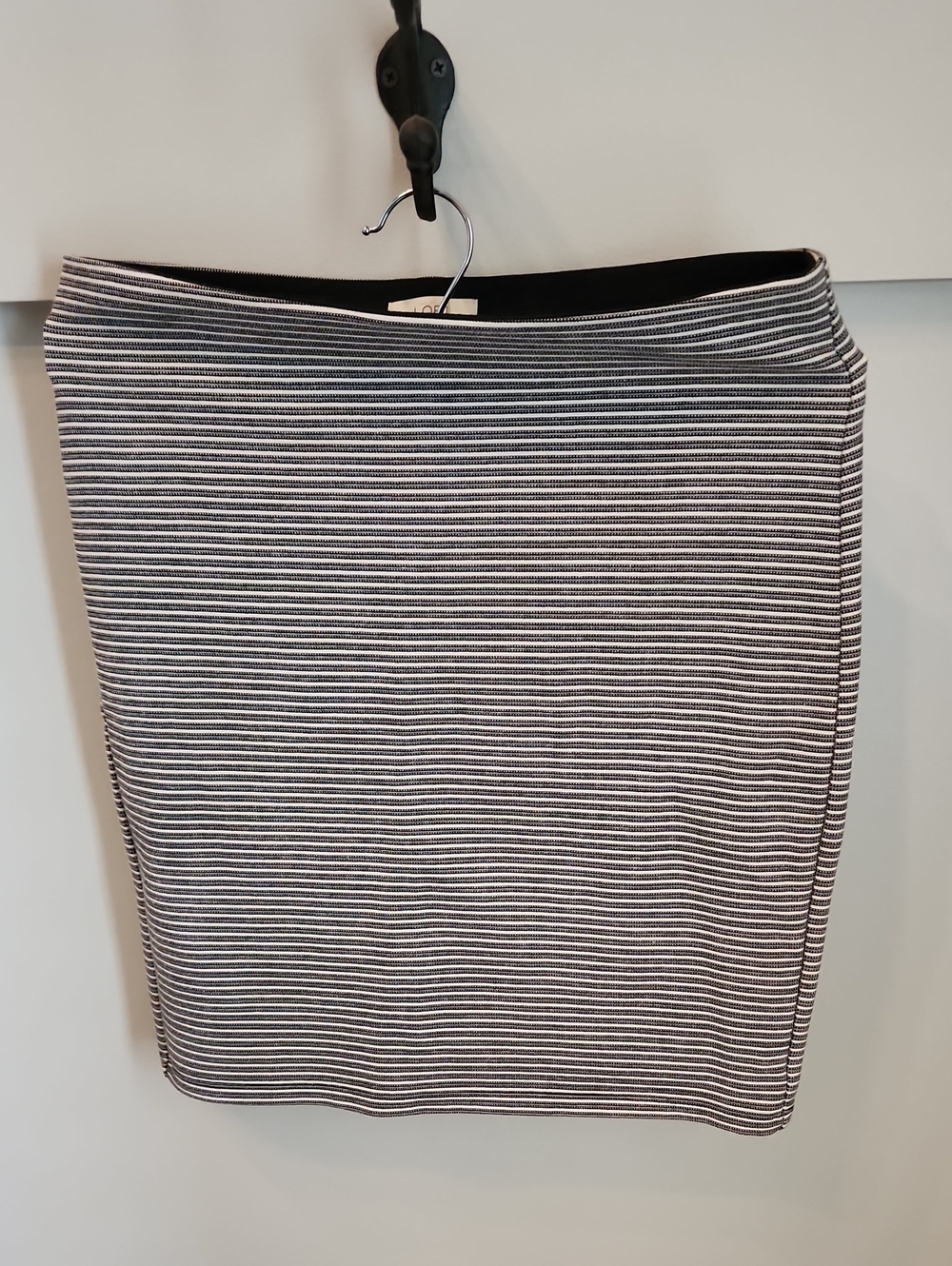 LOFT Black and White Striped Pencil Skirt